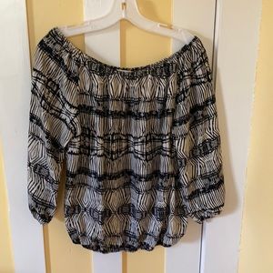 Pretty Veronica M Black & Cream Print Top - Size S
